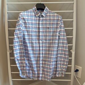 Boys' Plaid Button-Down Shirt in White, Blue & Red